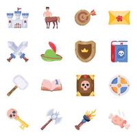 Set of RPG Flat Icons vector