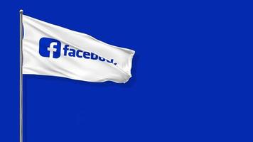 bandeira do facebook balançando ao vento, renderização em 3d, chroma key, luma matte seleção de bandeiras video