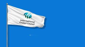 icc, la bandera del consejo internacional de cricket ondeando en el viento representación 3d, pantalla verde de clave de croma, selección de luma mate video