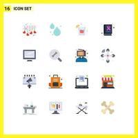 Modern Set of 16 Flat Colors and symbols such as imac monitor night computer cancer Editable Pack of Creative Vector Design Elements