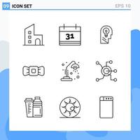 Modern 9 Line style icons Outline Symbols for general use Creative Line Icon Sign Isolated on White Background 9 Icons Pack vector