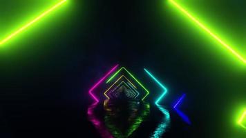 Flying through a multicolored neon tunnel with diamond-shaped figures. Infinitely looped animation. video