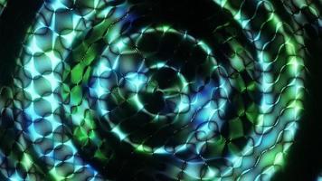 Green and blue circular hologram object. Infinitely looped animation video