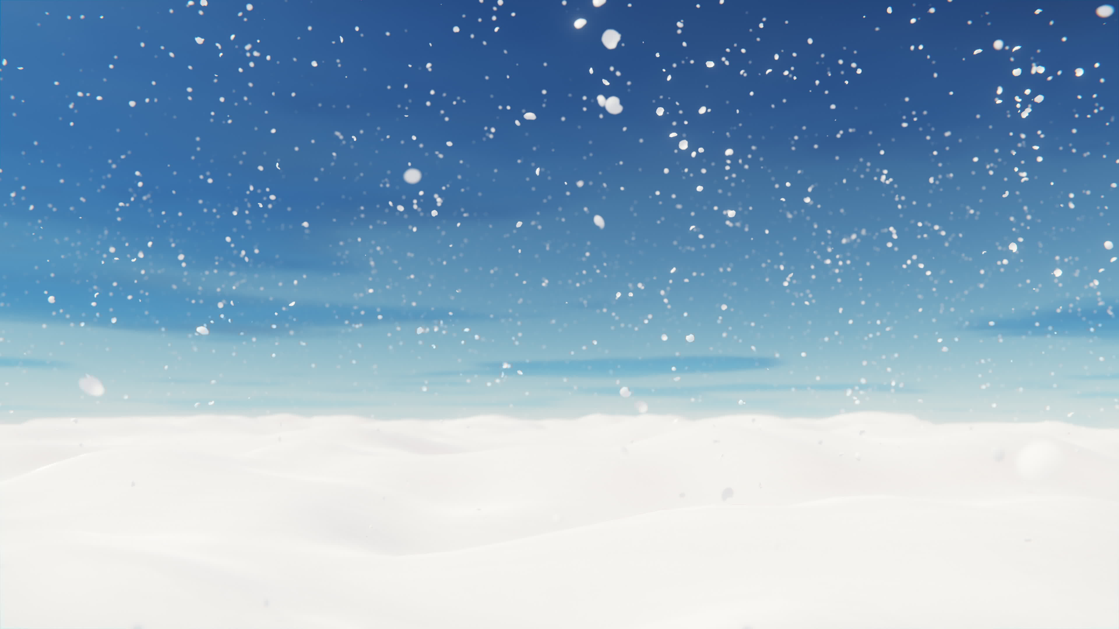 White spacious landscape with snow covered plain at snowfall