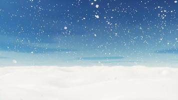 paisagem espaçosa branca com planície coberta de neve na queda de neve. animação em loop infinito video