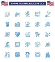 Happy Independence Day Pack of 25 Blues Signs and Symbols for baseball garland fire party buntings Editable USA Day Vector Design Elements