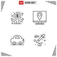 4 Icons Line Style Grid Based Creative Outline Symbols for Website Design Simple Line Icon Signs Isolated on White Background 4 Icon Set Creative Black Icon vector background