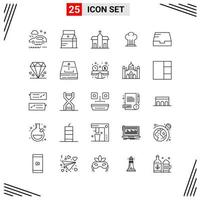 25 Icons Line Style Grid Based Creative Outline Symbols for Website Design Simple Line Icon Signs Isolated on White Background 25 Icon Set Creative Black Icon vector background