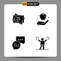 4 Black Icon Pack Glyph Symbols Signs for Responsive designs on white background 4 Icons Set Creative Black Icon vector background