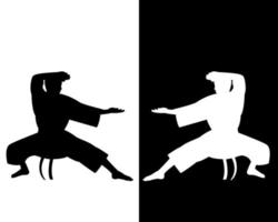 dos karate en los fondos en blanco y negro vector