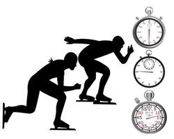 Two skaters and three stopwatch on a white background vector