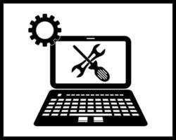 computer repair icon in black colors vector