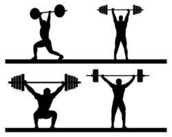 weightlifting snatch push on a white background vector