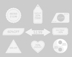 colección de diferentes etiquetas de precio en gris vector