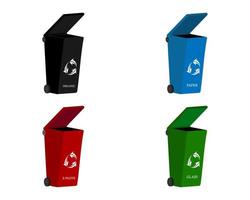 four trash boxes vector