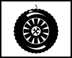 icono de reparación de ruedas automáticas en tono negro vector