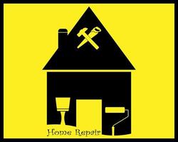 house repairs in black tones with a tool on a yellow background vector