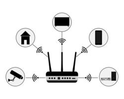 el enrutador wi fi distribuye el flujo de internet vector