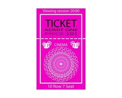 cinema ticket with place and watch time inscriptions on white background vector