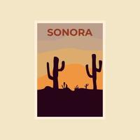 Sonora retro poster. Sonora travel illustration vector