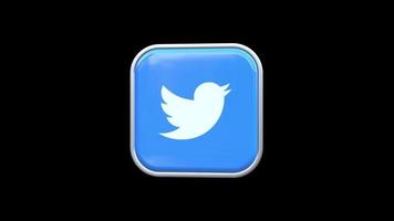 3d Twitter Square Icon Animation Transparent Background Free Video