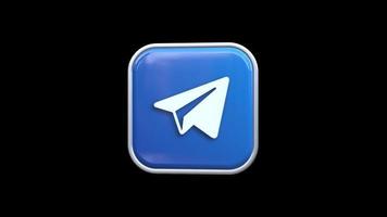 3d Telegram Square Icon Animation Transparent Background Free Video