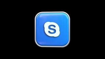 3D-Skype-Quadrat-Icon-Animation, transparenter Hintergrund, kostenloses Video