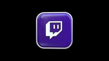 3D Twitch Square Icon Animation transparenter Hintergrund kostenloses Video