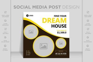 Real estate house property Instagram, Facebook, social media post or square web banner template vector