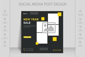 feliz navidad, venta de invierno y feliz año nuevo banner cuadrado diseño de plantilla de publicación en redes sociales. vector