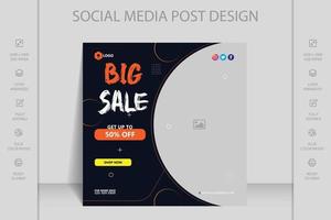 Social media feed Instagram holiday deals for supermarkets. Big sale social media post template vector