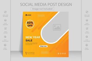 Happy new year greeting card template. Web banner and flyer design vector illustration. Suitable for social media post, mobile apps, banner design and web, internet ads.
