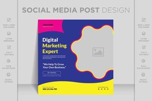 Digital marketing expert webinar social media post, web banner, corporate square flyer, digital marketing expert banner template vector