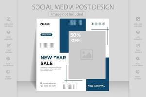 Happy new year greeting card template. Web banner and flyer design vector illustration. Suitable for social media post, mobile apps, banner design and web, internet ads.