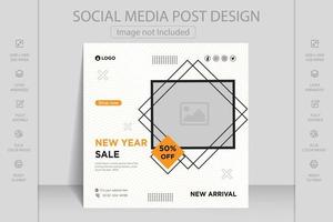 Happy new year greeting card template. Web banner and flyer design vector illustration. Suitable for social media post, mobile apps, banner design and web, internet ads.