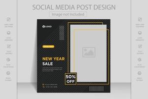 Happy new year greeting card template. Web banner and flyer design vector illustration. Suitable for social media post, mobile apps, banner design and web, internet ads.