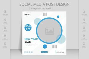 Happy new year greeting card template. Web banner and flyer design vector illustration. Suitable for social media post, mobile apps, banner design and web, internet ads.