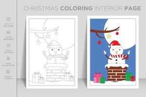 listo para imprimir la página interior del libro para colorear de navidad completo vector