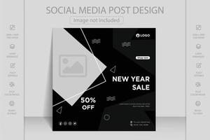 Merry Christmas, winter sale and happy new year square banner social media post template design. vector