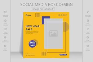 Happy new year greeting card template. Web banner and flyer design vector illustration. Suitable for social media post, mobile apps, banner design and web, internet ads.