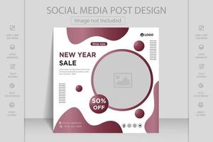 Happy new year greeting card template. Web banner and flyer design vector illustration. Suitable for social media post, mobile apps, banner design and web, internet ads.