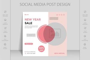 Winter sale, merry Christmas and happy new year square banner social media post template design. vector