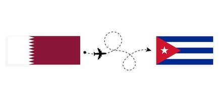 Flight and travel from Qatar to Cuba by passenger airplane Travel concept vector