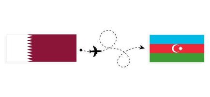 vuelo y viaje de qatar a azerbaiyán por concepto de viaje en avión de pasajeros vector