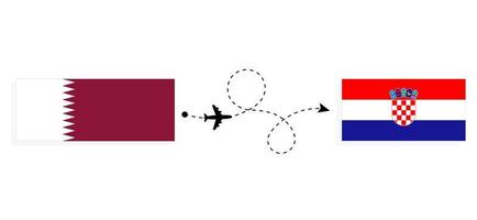 vuelo y viaje de qatar a croacia por concepto de viaje en avión de pasajeros vector