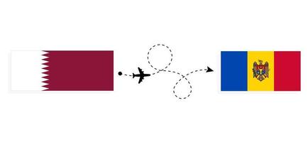 vuelo y viaje de qatar a moldavia por concepto de viaje en avión de pasajeros vector