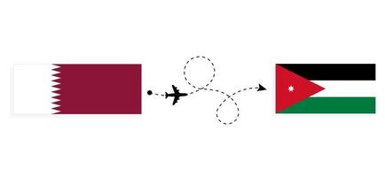 vuelo y viaje de qatar a jordania por concepto de viaje en avión de pasajeros vector