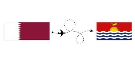 vuelo y viaje de qatar a kiribati por concepto de viaje en avión de pasajeros vector