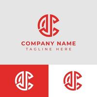 Letter JC or CJ Monogram Circle Logo, suitable for any business with CJ or JC initials. vector
