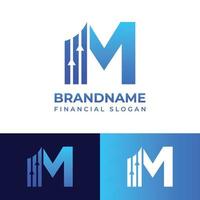 Letter M Financial Chart Logo, suitable for any business related to Financial with M initials. vector